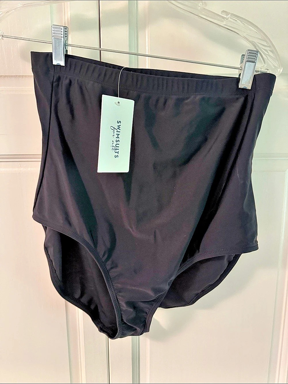 Swimsuits For All Black One-Piece High Waisted Swim Bottom Size 14 NWT